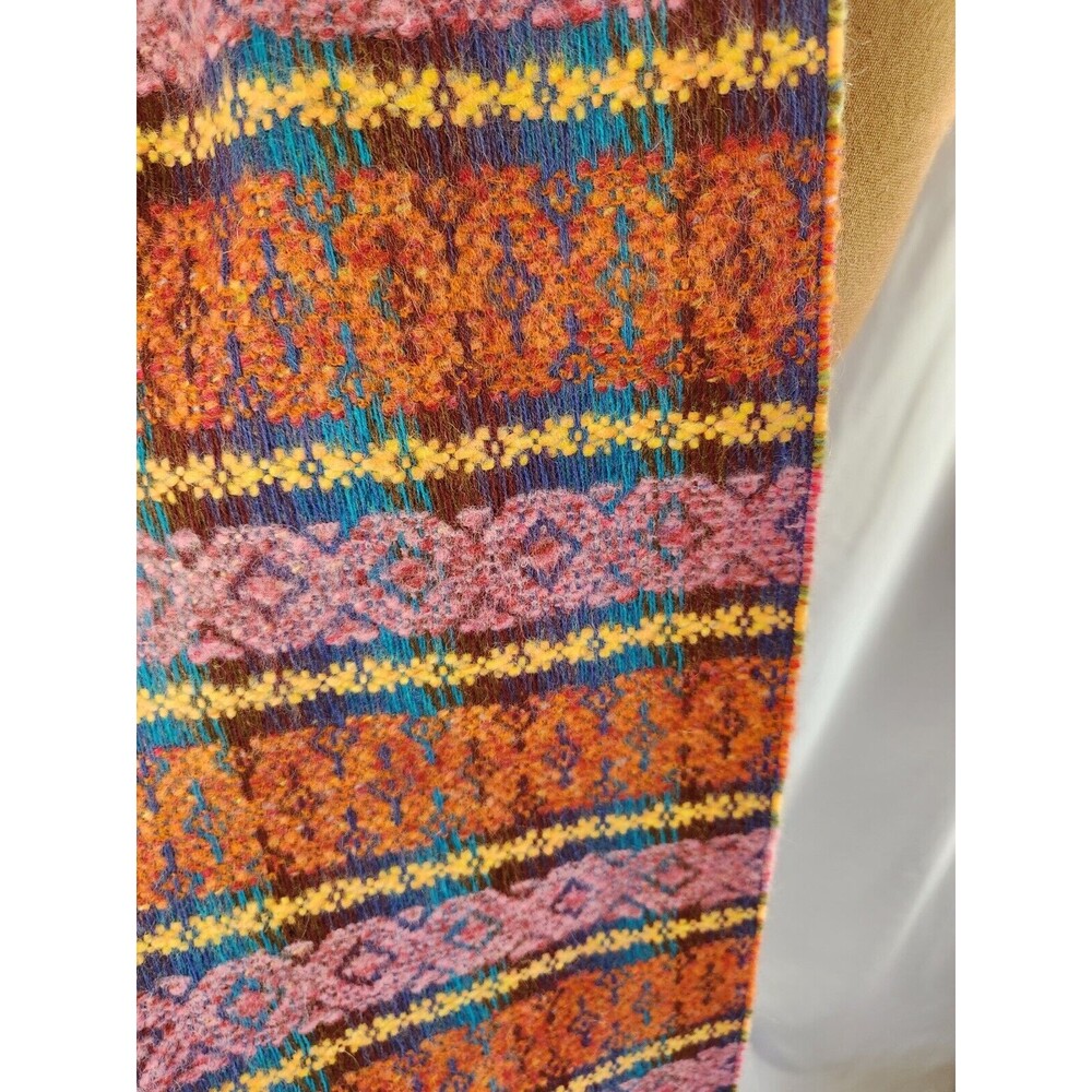 Victoire Mathieu‎ Paris Pink Burnt Orange Wool Blend AMAZING Fringe Scarf Winter - Picture 5 of 10